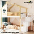 thumbnail image 4 of Bellemave Twin over Twin Bunk Beds with Storage Stairs,Guardrail, Window and Roof, Twin Bunk Bed House Bunk Bed/Low Bunk Bed(Natural), 4 of 12