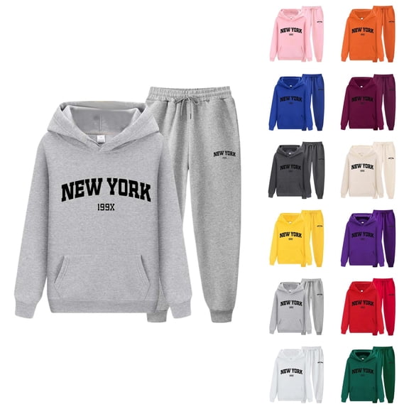 New York Track Suits for Women 2026 Trendy Hoodie and Jogger Sweatpants Matching Set Lounge Sets