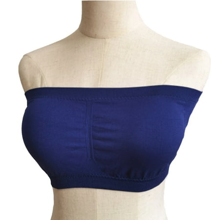 

Jygee Wireless Bra Strapless Bras Bust Bandeau Padded Seamless Tube Top Intimate with Good Elasticity Basic Style for Evening Dress navy blue