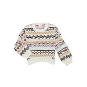 Wonder Nation Girls Long Sleeve Fair Isle Sweater, Sizes 4-18 & Plus