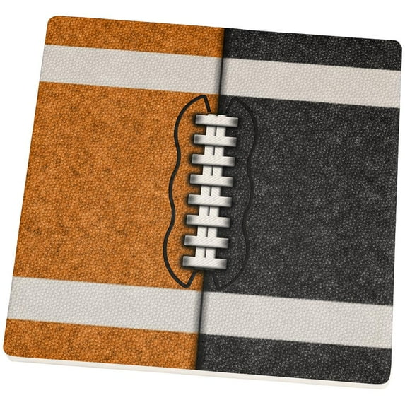 Fantasy Football Team Orange and Black Set of 4 Square Sandstone Coasters