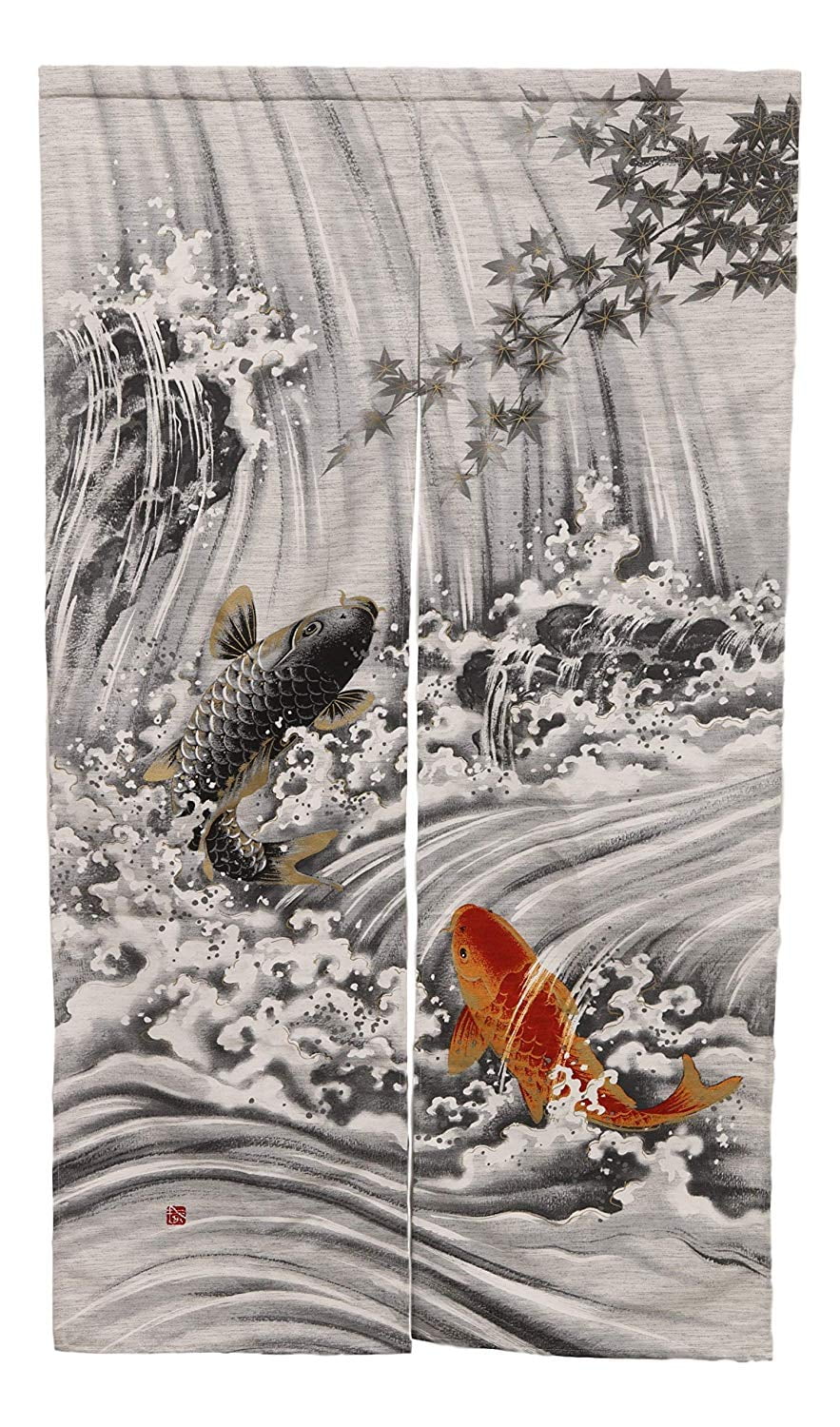 Noren Japanese Doorway Divider Curtain Room Tapestry Dragon Tiger Warrior Print 