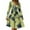 Fluorescent Green, variant on Work Dresses for Women 2025 Fashion Long Sleeve Teacher Dress Winter Tie Waist A-Line Dress Office V Neck Floral Print Dresses Fluorescent Green S