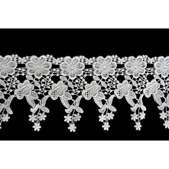 Lily  4.5" White Venise Vintage Victorian Floral Flower Lace Trim By Yardage