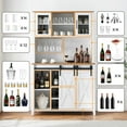 thumbnail image 6 of Accreate 70" Tall Farmhouse Coffee Bar Cabinet, Sliding Barn Doors Wine Bar Cabinet with Storage Shelves, Hutch Cabinet with 6 Bottle Wine Rack and 12 Stemware Slots for Kitchen, 6 of 7