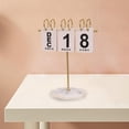 thumbnail image 4 of figatia Metal Desk Calendar Artwork Photography Props Wooden Base Tabletop Ornament Standing Calendar for Office Home Decoration Gift White Gold, 4 of 7
