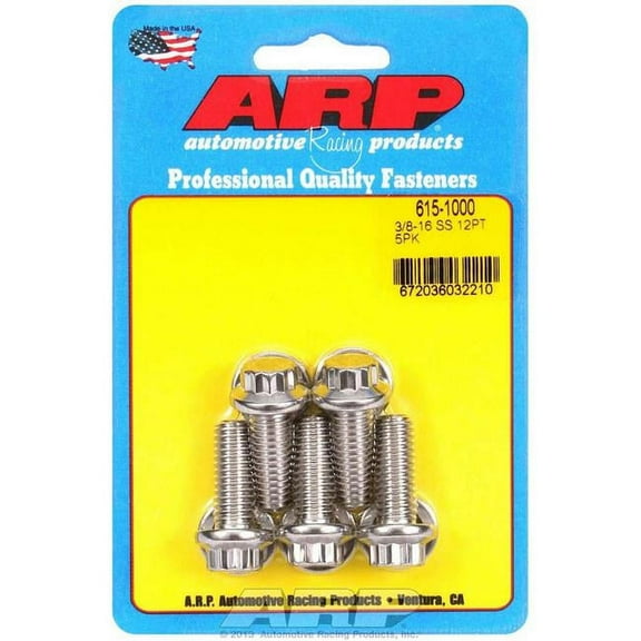 ARP 615-1000 0.38-16 x 1 in. 12-Point Stainless Steel Bolt Kit - Pack of 5