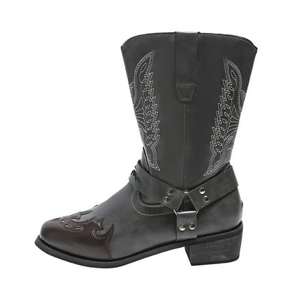 

Bnwani Sandals Shoes for Women Women s Printing Square Head Side Zipper Autumn Fashion Low-heeled Shoes Black 5