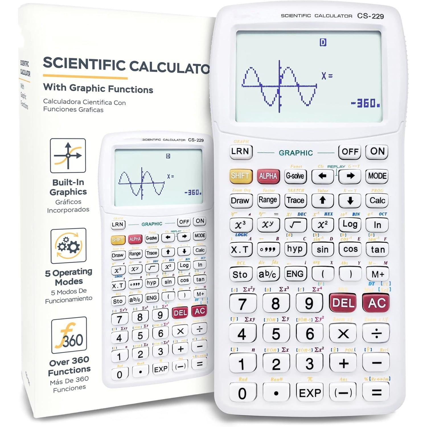 Scientific Calculator with Graphic Functions - Multiple Modes with Intuitive Interface - Perfect for Students of Beginner and Advanced Courses, High School or College