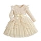 thumbnail image 1 of Arcos para Niñas Vestido de Malla de Manga Voladora con Cinturón Color Sólido Nudo de Arco Vestir Fiesta Casual Niños Vestido de Primavera, 1 of 5