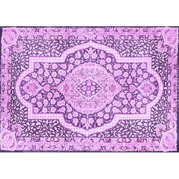 Ahgly Company Indoor Rectangle Medallion Purple Traditional Area Rugs, 7' x 10'