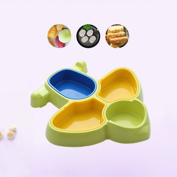 PBPBOX Green Airplane Shaped Plastic Kids Plate Divided Dinner Plate Durable ABS for Kids Eating Use 10.5 Inch
