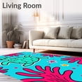 thumbnail image 2 of ODIKA 3'x5' Machine Washable Non-Slip Area Rug, Playful Sea with Coral Reef Motifs Cartoon Hook Design High Traffic Rug, Turquoise, 726818, 2 of 7