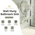 thumbnail image 6 of Los Flexi 24" x 17" White Ceramic Wall-Mount Bathroom Sink with Rear Overflow, 3 Pre-Drilled Holes, Widespread Faucet Compatible for Small Spaces, 6 of 13