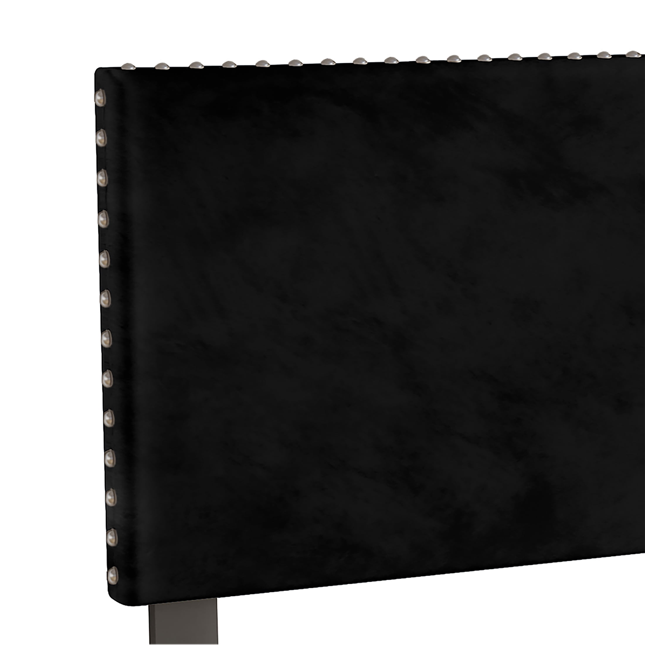 Castle Place Upholstered Nailhead Trim Velvet Headboard, Black, Full
