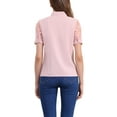 thumbnail image 3 of INSPIRAR CHIC Blusa de Manga Corta de Malla con Cuello de V y Lazo para Mujeres Color Rosa Claro Talla L, 3 of 6