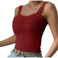 thumbnail image 7 of Wycnly Womens Tank Tops Comfy Knitted Ribbed Sexy Slim Fit Vest Tops Summer Fashion Solid V-Neck Sleeveless Shirts Blouse Wine m, 7 of 7