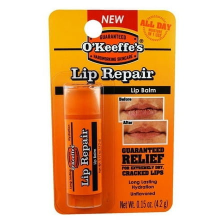Okeeffes Lip Repair Unflavored Lip Balm, Regular, 0.15 Oz