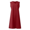 thumbnail image 6 of CIENVNSTG Summer Sleeveless V-Neck Beachwear Solid Oversized Dress Female Fashion Elegant Maxi Dress Wine XL, 6 of 7