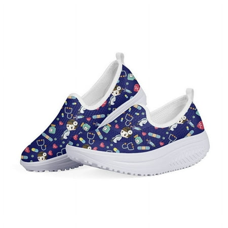 

WHEREISART Doctors/Nurse HOT Summer Mesh Women Casual Shoes Woman Flats Platform Heightreasing Ladies Swing Slimming Shoes
