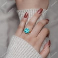 thumbnail image 5 of Turquoise Ring Band Floral Ring Anniversary Ring Silver Gold Ring Gift for Her, 5 of 5