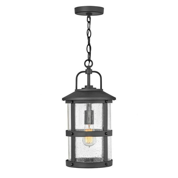 1 Light Medium Outdoor Hanging Lantern in Coastal Style 9 inches Wide By 17.75 inches High-Black Finish-Led Lamping Type-E26 Medium Lamp Base Type