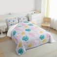 thumbnail image 3 of jejeloiu Colorful Monstera Leaf Queen Comforter Set,Cute Flamingo Bedding Comforter Set For Kids 3pcs, 3 of 8