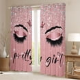 thumbnail image 2 of Homewish 3D Chic Diamond Black Out Curtains,Pretty Girl Curtains Pack of 2 (42x63 Each),Pink Sequin Print Bedroom Curtains For Teens,Breathable Home Decor, 2 of 6