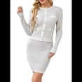 thumbnail image 1 of Conjunto de 2 Piezas de Cárdigan Estilo Preppy para Mujer, Falda, Top de Punto Informal de Larga con Botones y Falda Ajustada. XL, 1 of 10