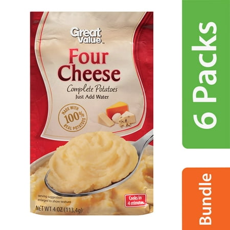 (6 Pack) Great Value Four Cheese Complete Potatoes, 4 (Best Cheese For Au Gratin Potatoes)