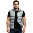 thumbnail image 2 of Dresfit Men's Lightweight Jacket Zip Up Sleeveless Puffer Vest Cotton Big and Tall Warm Casual Outerwear Plus Size Thick Coat with Pockets Gray M, 2 of 4