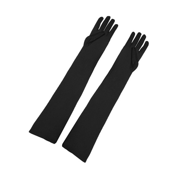 INSPIRE CHIC Women's Long Gloves 1920S Evening Party Full Finger Mittens Elegant Opera Glove Matte Black One Size