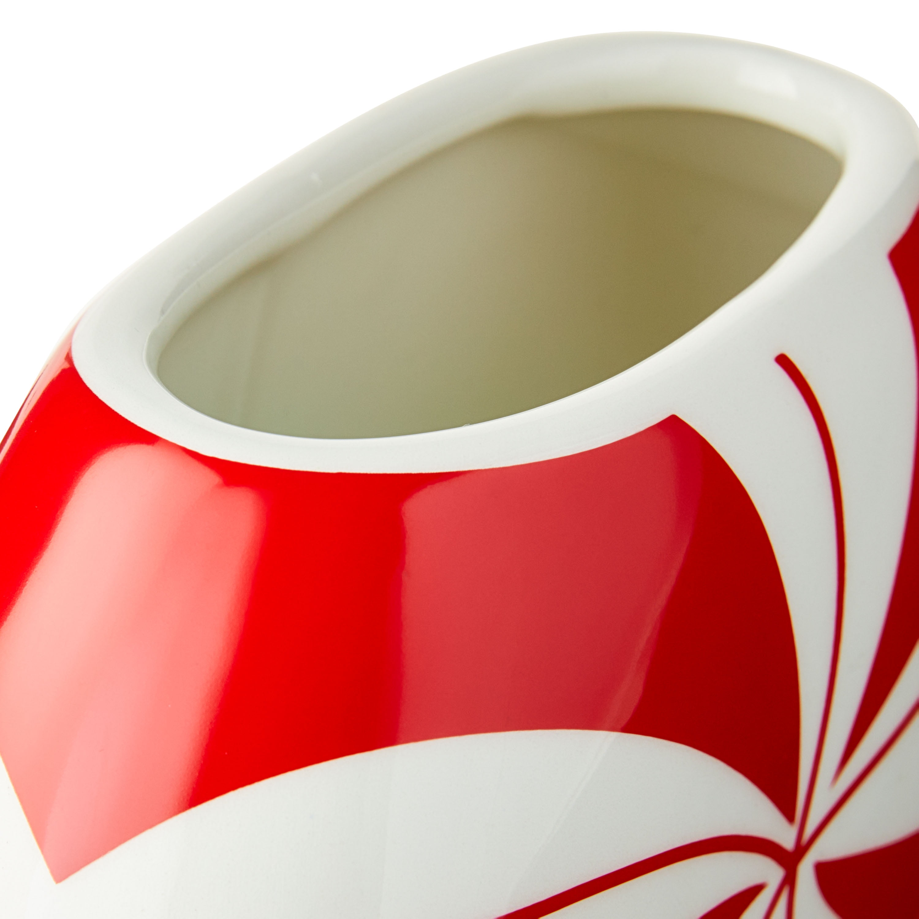 Holiday Time - Brandclub - Red and Whtie Ceramic Candy Vase, 4.33