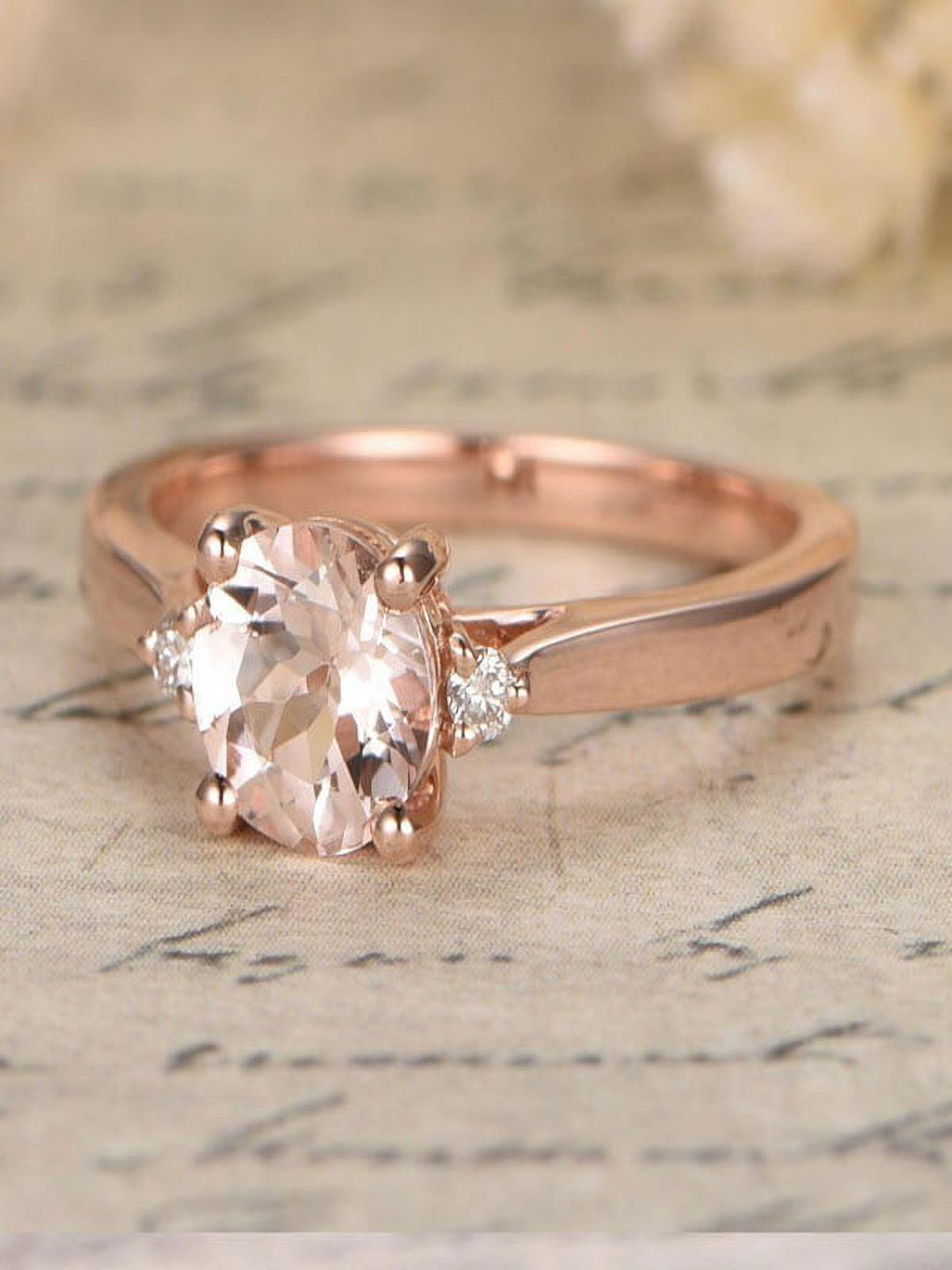 Limited Time Sale Trilogy Three Stone 1.10 carat Morganite and Diamond Engagement Ring in 10k Rose Gold for Women