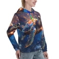 thumbnail image 6 of Fotbe Night Sky Turtle Pattern Womens Long Sleeve Hoodie, Pullover Hooded Sweatshirt, Kangaroo Pocket Hoodie with Eye-catching Drawstrings-Small, 6 of 7