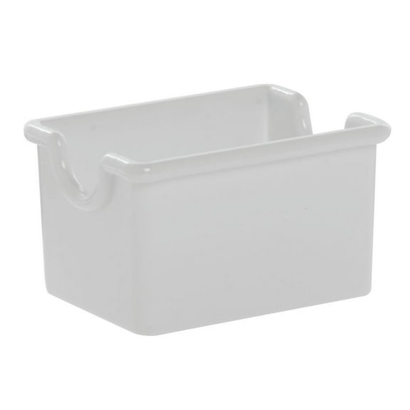 HUBERT® Sugar Packet Holder White SAN Plastic - 3 3/8" L x 2 1/2" W x 2" H