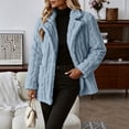 thumbnail image 5 of Enjoytime Fall Winter Fleece Jacket Women Notch Lapel Button Down Long Sleeve Coat Casual Warm Fuzzy Outerwear with Pocket, 5 of 7