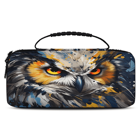 Herdesigns Owl Print Carrying Case for Nintendo Switch OLED Model 2021 & Switch 2017 with 20 Game Card Slots, Portable Travel Carry Case for Accessories and Console