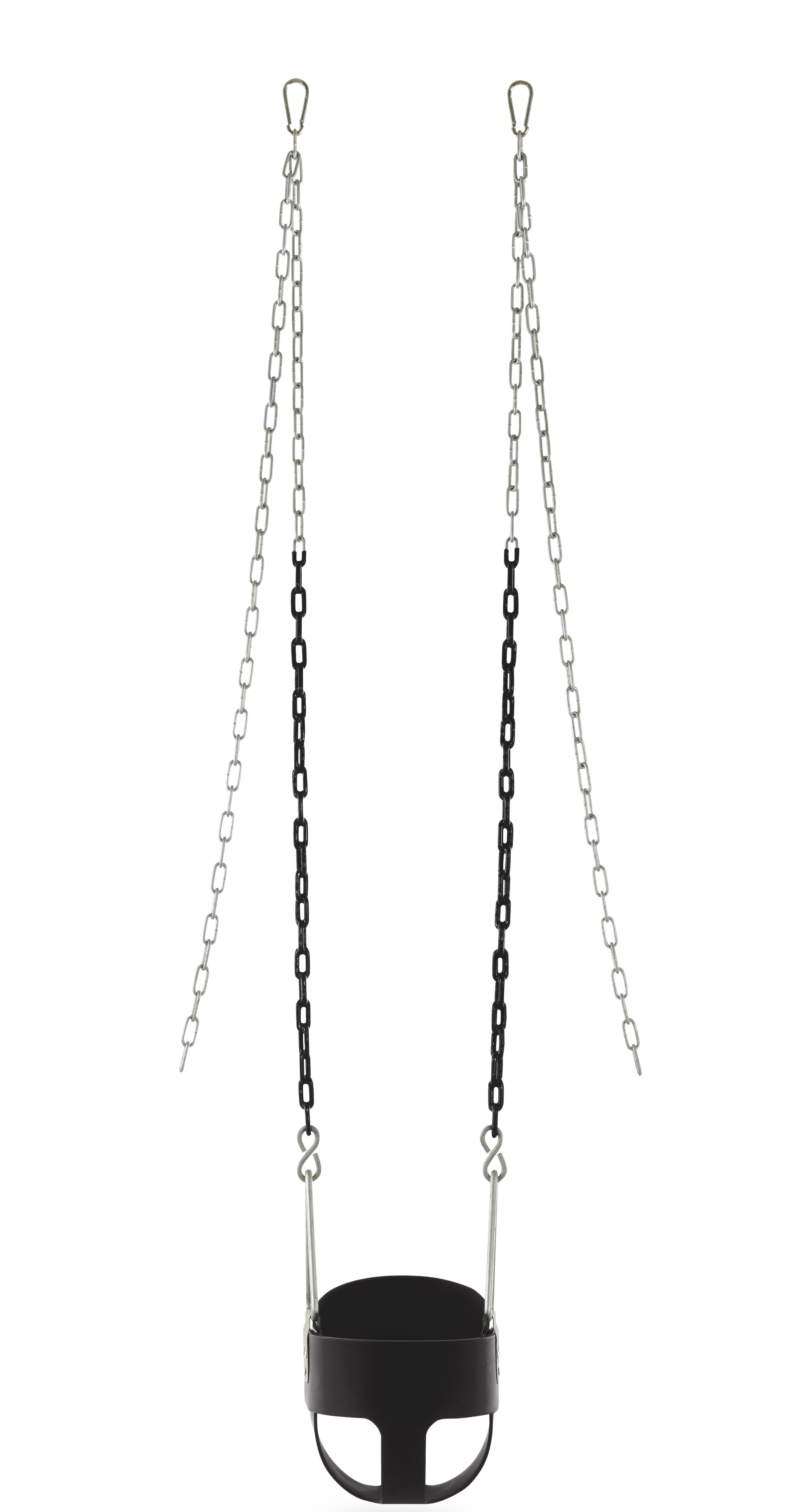 Outdoor Heights High Back Full Bucket Toddler & Baby Swing Set for Backyard Swing with Vinyl Coated Chain (2, Black)