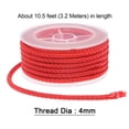 thumbnail image 2 of Unique Bargains Nylon Thread Twine Beading Cord 4mm Extra-Strong Braided Nylon Crafting String 3.2M/10.5 Feet, Red, 2 of 7