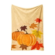 Clearance!Fall Thanksgiving Blankets,Pumpkin Maple Leaf Flower Farmhouse Blanket Throw,Thanksgiving Fall Flannel Fleece Throw Blanket for Home Living Room Couch Bed Chair or Dorm Decor 39"x27"