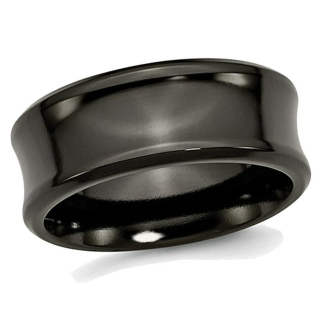 Bague Alliance pour Homme en Titane 9 mm Concave Noir Poli