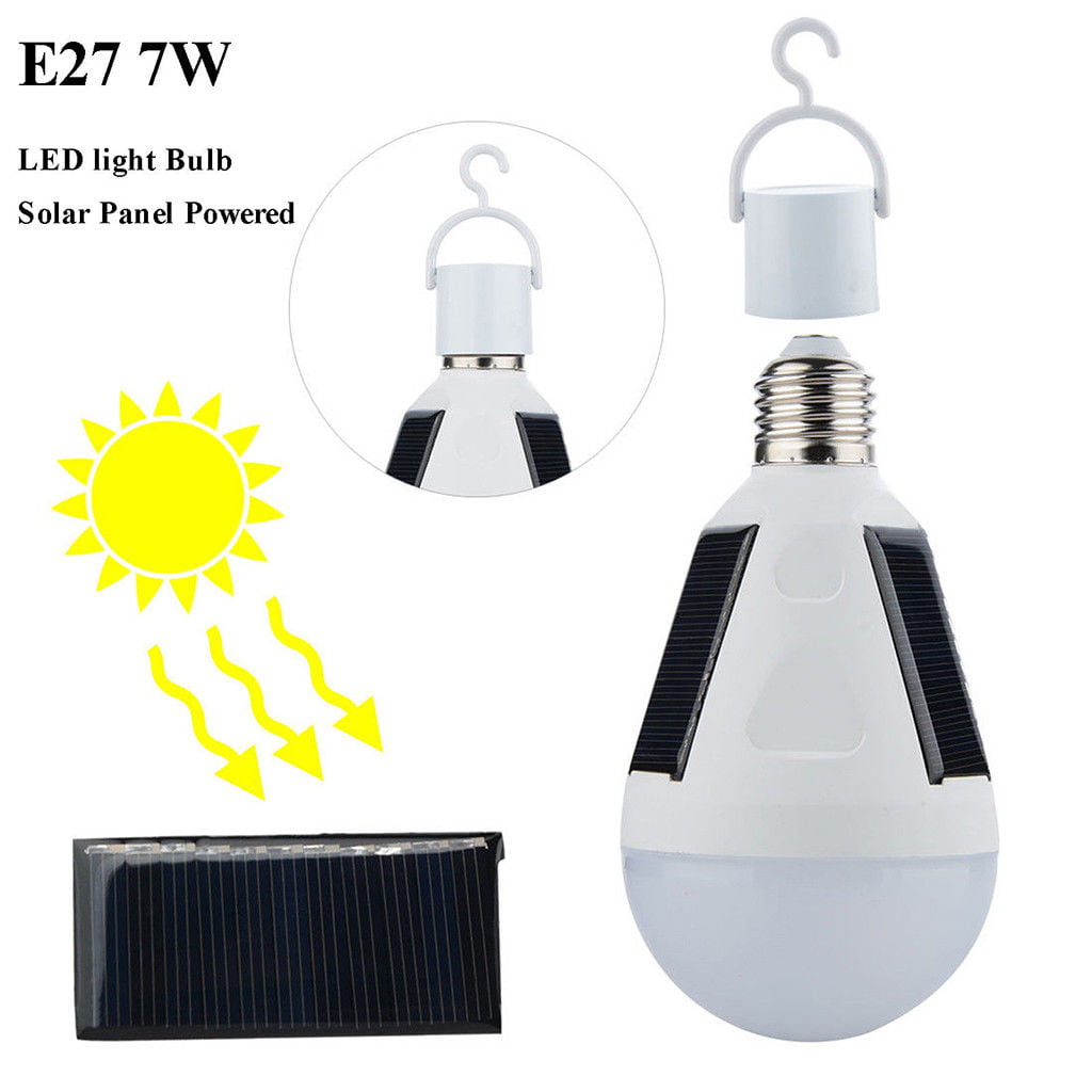 Rechargeable Solar Powered LED Bulb Light Outdoor Garden Camping Tent Lamp 7W 