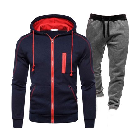 guisaled Mens Sweatsuits 2 Piece Set Long Sleeve Jogging Tracksuit Full Zip Jackets And Athletic Pants Outfit Hooded Sweat Suits