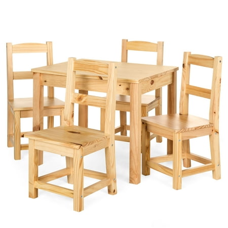 Bedroom Sets Living Room Furnitures Best Choice Products 5-Piece Kids Toddlers Multipurpose Wooden Activity Table Furniture Set for Nursery, Bedroom, Play Room, Living Room, Classroom w/ 4 Chairs - Natural ()