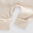 thumbnail image 5 of CAICJ98 Baby Girls Clothes Letter Embroidery Long Sleeve Romper Bow Waffle Knit Ruffled Newborn Infant Winter Fall Spring Outfit with Headband (Beige,0-3 Months), 5 of 7