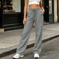 thumbnail image 2 of KICILVS Straight Leg Pants Women High Waist Wide Sweatpants Drawstring Elastic Casual Trousers with Pockets Comfy Bottoms Gray, 2 of 8