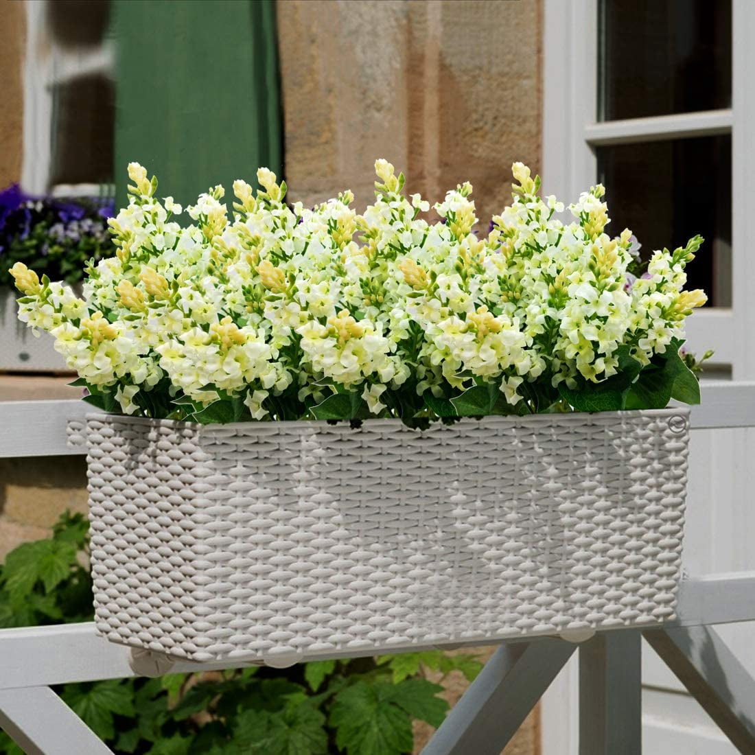 Artificial Fake Flowers Silk Plastic Plant Arrangement for Home Indoor Outdoor Garden Wedding Table Vase Decorations Faux Snapdragon Flower,3 Bouquets (White)