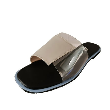 

VerPetridure Sandals for Women Casual Summer Women s Thick-heeled Solid Color Low-cut Square Headgear With Mid-mouth Single Shoes