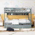 thumbnail image 5 of Ouyessir Wood Full over Full Bunk Bed with Trundle and Built-in Shelves, Convertible to 2 Full Size Platform Bed, Kids Bunk Bed with Ladder and Safety Rails, 5 of 9